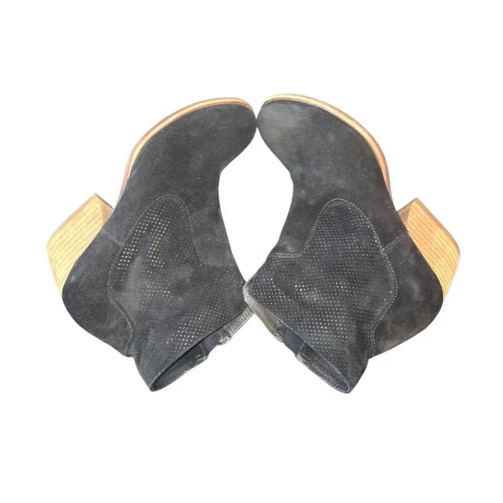 Kork-Ease K48503 Sherrill Black Perforated Suede Western Inspired Booties Size 8
